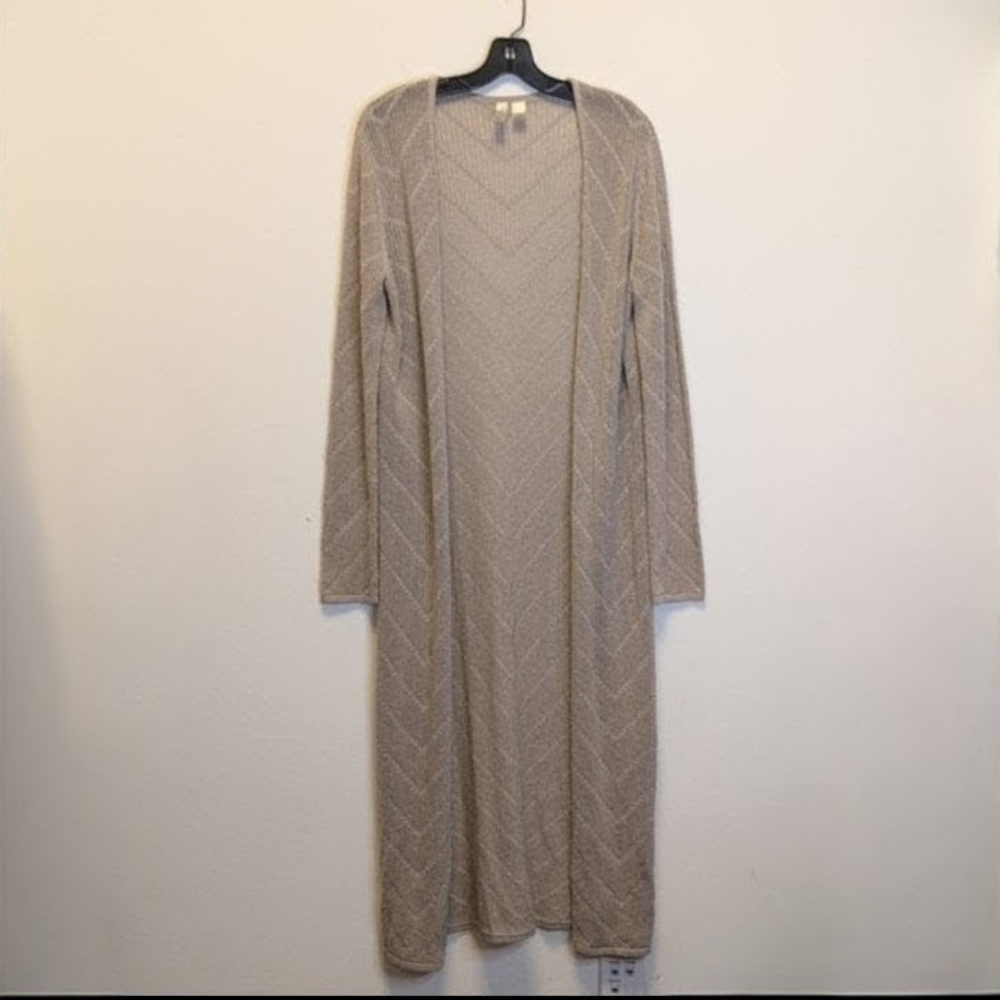 Forever 21 Longline Knit Maxi Cardigan Beige M - Picture 3 of 6
